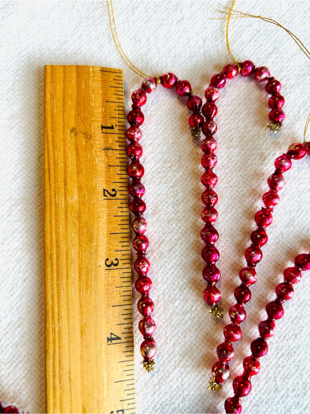 π Mini Vintage repurposed Mercury glass garland bead candy cane Christmas orni - Picture 5 of 6